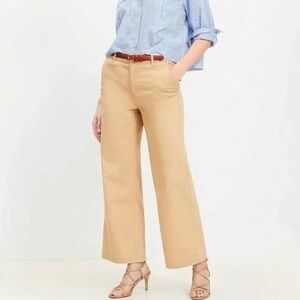LOFT Monroe Wide Leg Pants in Khaki
